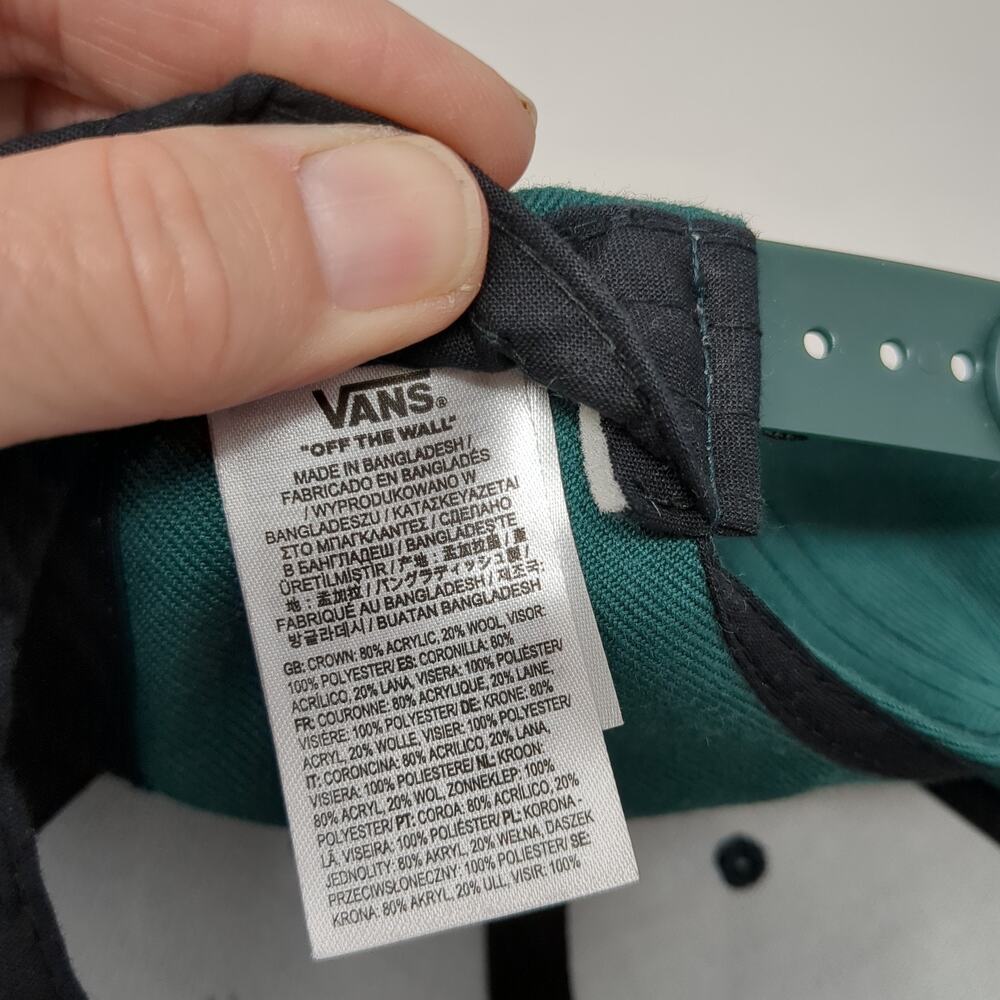 VANS Off The Wall Snapback Hat Green One Size Adjustable Embroidered 6 Panel - Picture 9 of 10